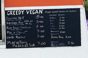 Menu but seasonal specials added  at Greedy Vegan in Chelmsford