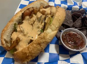 *shrimp po’ boy  at Banu Vegan in Durham