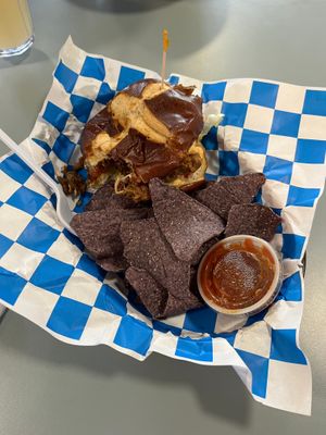 OG chicken sandwich at Banu Vegan in Durham