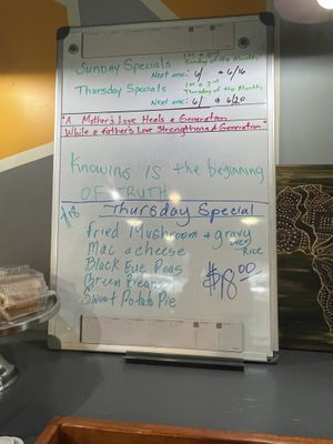 Specials board   at Banu Vegan in Durham