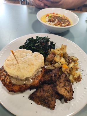 Chicken biscuit breakfast was yummy! at Banu Vegan in Durham