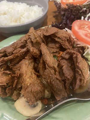 Vegetarische Ente mit Thai Basilikum, Chilischoten und Gemüse   at Chada Thai in Freiburg