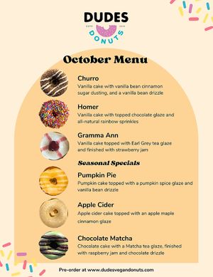 October flavors   at Dude's Donuts in Port Orchard