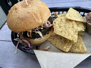 Lentil bbq burgerrs  at Active Culture in Novato