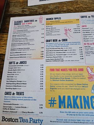Menu June 2024 at Boston Tea Party in Birmingham