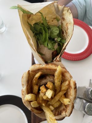 Falafel & mushrooms in pita  at Corner in Crete