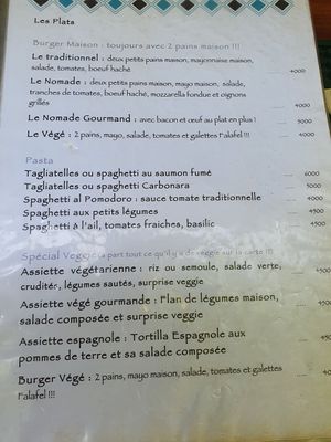 Pasta and some veggie dishes at Le Nomade in Ouagadougou