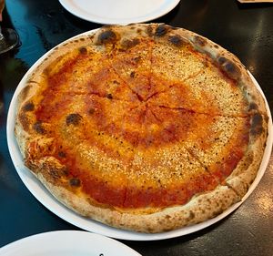 Vegan pizza margarita. Would have been better with some tomatoes and or lettuce.  at Happy Italy - Kop van Zuid in Rotterdam