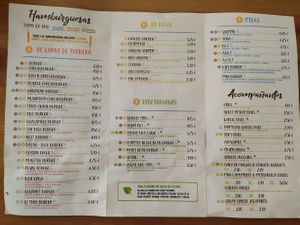 Menu at Blue Eagle Burgers in Pilar De La Horadada