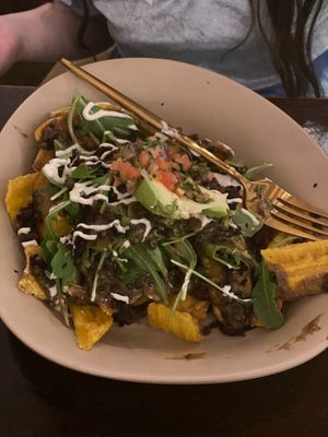 Plantain nachos were awesome at Mantra Kitchen in Houston