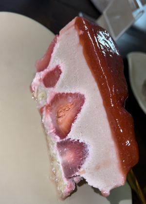 Raw Strawberry Coconut Cheesecake (will be getting this every time I visit😍)  at Mantra Kitchen in Houston