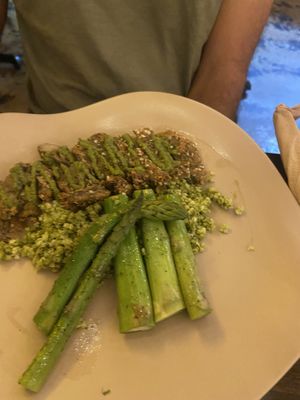 maitake chimichurri - yummy millet   at Mantra Kitchen in Houston