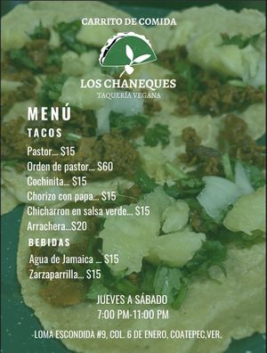 Menú  at Los Chaneques  in Coatepec