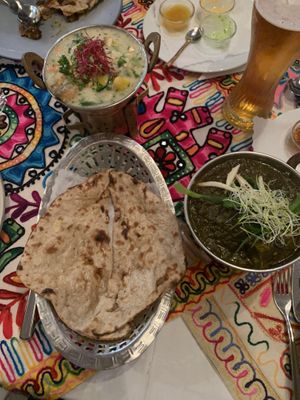 Palak paneer with tofu and veggies in coconut cashew sauce (too sweet)  at Goa in Meckenbeuren