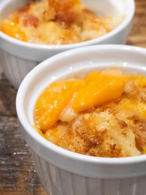 Housemade vegan peach cobbler at Coco Bistro & Bar in Chapel Hill