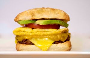 Vegan Breakfast Sandwich - available on ciabatta or vegan brioche bread at Coco Bistro & Bar in Chapel Hill