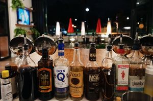 Full Bar at Night at Coco Bistro & Bar in Chapel Hill