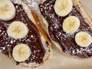 Vegan chocolate hazelnut & banana toast   at Coco Bistro & Bar in Chapel Hill
