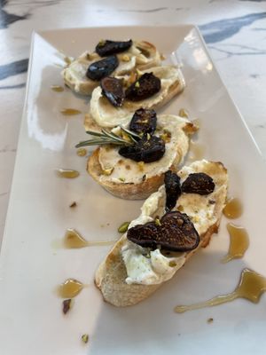 Whipped feta and fig crostini (very good)  at Coco Bistro & Bar in Chapel Hill