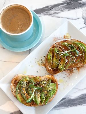Cortado & avocado toast  at Coco Bistro & Bar in Chapel Hill