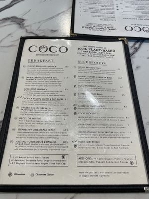 Breakfast menu #Veganuary at Coco Bistro & Bar in Chapel Hill