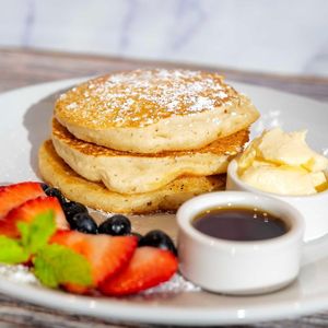 Vegan Pancakes at Brunch  at Coco Bistro & Bar in Chapel Hill