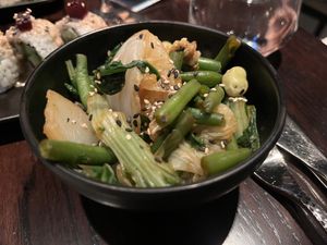 Fried green  at AKI in Valletta