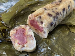 One year anniversary special menu, house made banana rice cake!  at Mamma Hai in Syracuse