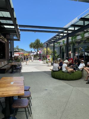 Lots of space to sit and eat or enjoy watching the people.   at North Brisbane Vegan Markets in Brisbane
