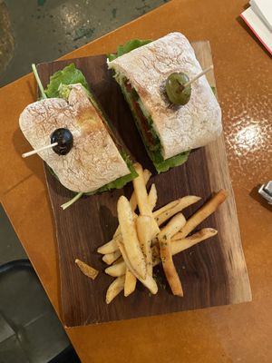 Tomato Avocado Ciabatta Sandwich with French Fries at Mu - 무 in Seoul