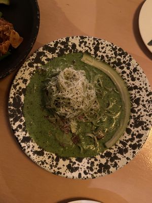 My friends ordered the basil pesto pasta ~ it is non vegetarian   at Mu - 무 in Seoul