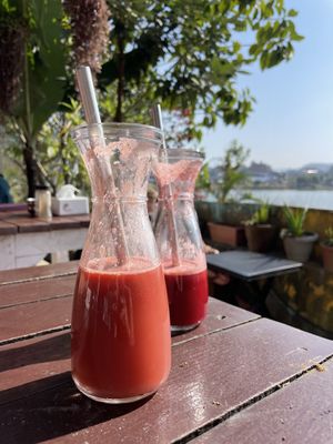 Fresh juices  at Vegan Way in Pokhara