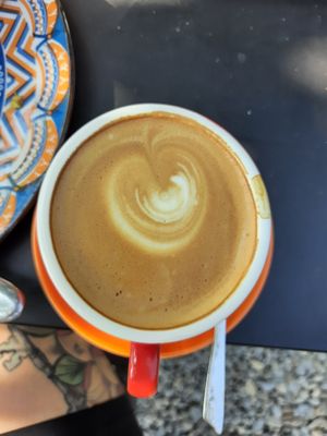 Soya latte at Vegan Way in Pokhara