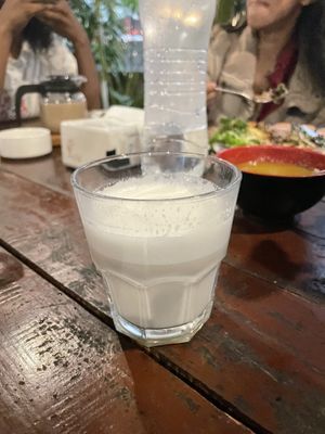Homemade hemp milk  at Vegan Way in Pokhara