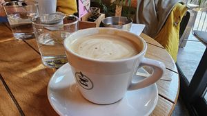 Cappucino with oat milk at Kafeterija Batutova in Belgrade