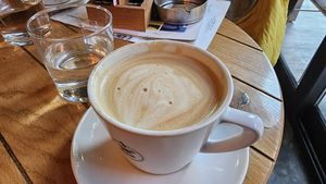 Coffie with oat milk at Kafeterija Batutova in Belgrade
