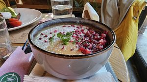 Oatmeal with cocconut and penaut butter at Kafeterija Batutova in Belgrade