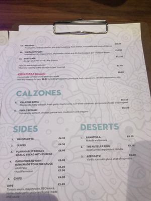 Menu part 2 at Byron's in Port Erin