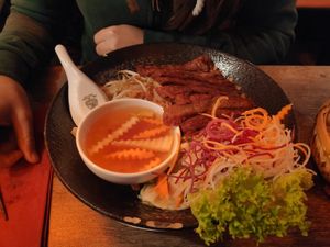 Rice noodles with "pork" at My Hao in Nuremberg