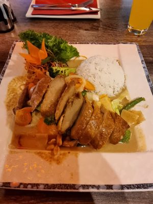 Vegan "duck" with vegetables and rice. at My Hao in Nuremberg