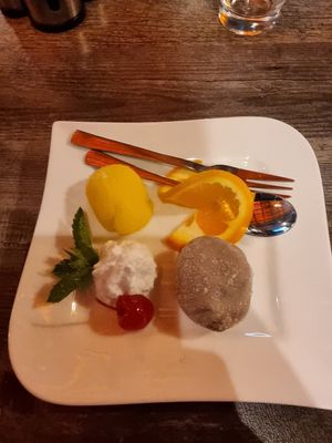 Japanese mochi as dessert. at My Hao in Nuremberg