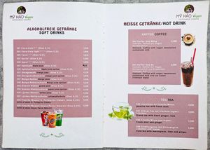 Menu page at My Hao at My Hao in Nuremberg