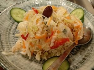 Cabbage carrot mix salad ("politiki" in Greek) at The Rouga in Thessaloniki