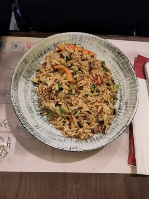 Rice noodle dish at The Rouga in Thessaloniki