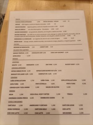 Carta at La Golosa Vegan Vurger - Gracia in Barcelona