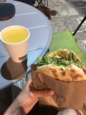 Soy crumbles and a lemonade  at Magic Kitchen in Athens