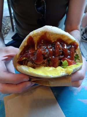 Seitan burger. at Magic Kitchen in Athens