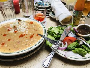 Vegan white beans with pecan balsamic salad. So good   at Gumbo Shop in New Orleans