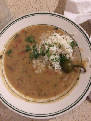 White bean and rice gumbo. Yum! at Gumbo Shop in New Orleans