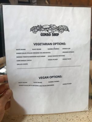 Not so many vegan options at Gumbo Shop in New Orleans